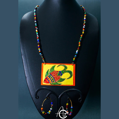Statement necklace set, Handpainted : Handmade
