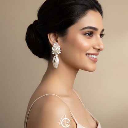 Flower Drop Statement Earrings