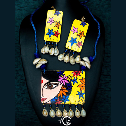 Statement Necklace Set, Handpainted  : Handmade
