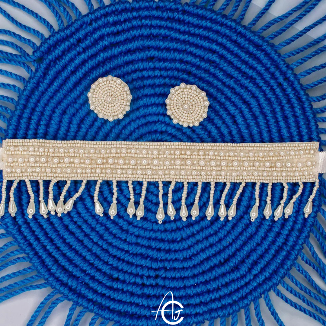 Beads Embroidered Necklace Set : Handmade