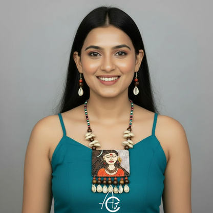 Statement Necklace set, Handpainted : Handmade