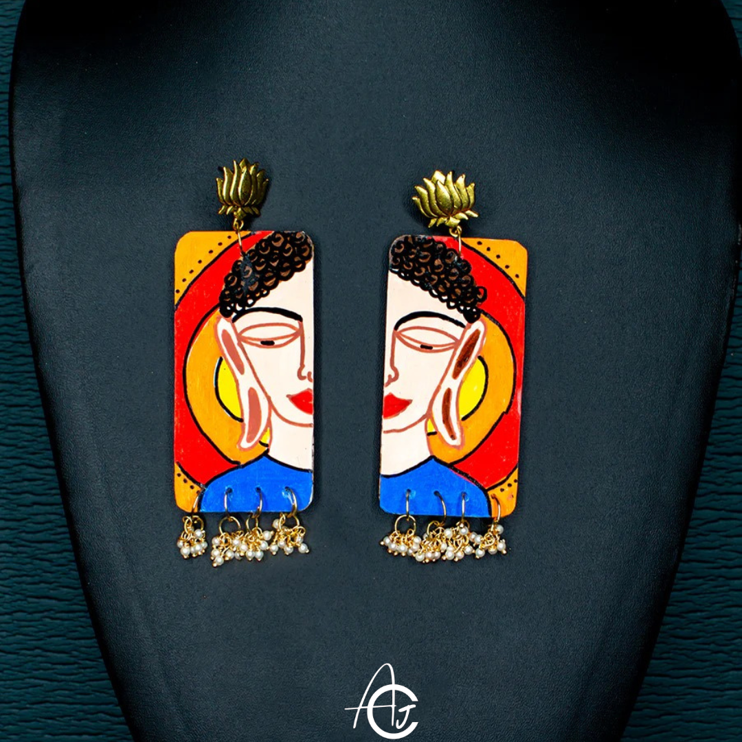 Statement earrings, Handpainted : Handmade