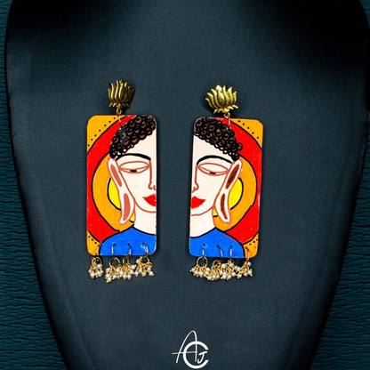 Statement earrings, Handpainted : Handmade