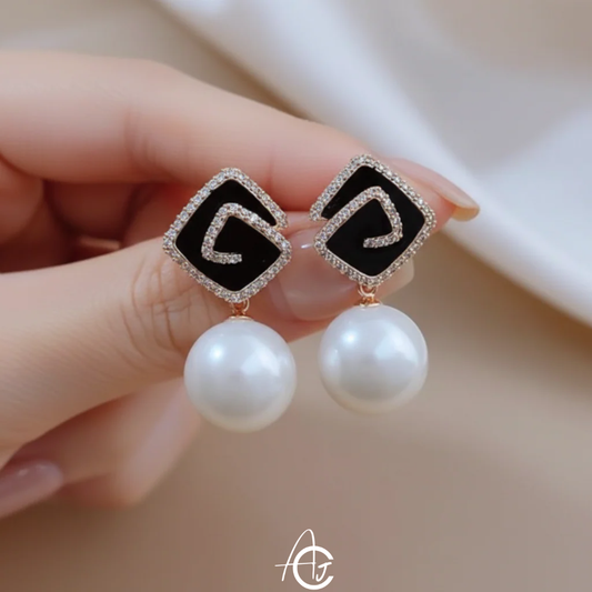 Bling Pearl Drop Earrings