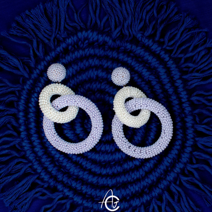 Beads Embroidered Earrings : Handmade