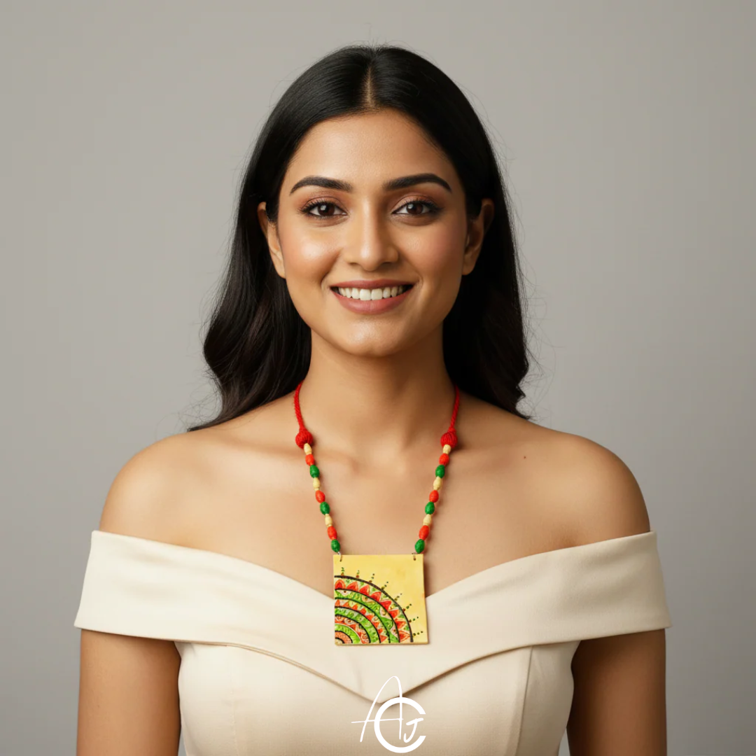 Statement Necklace, Handpainted : Handmade