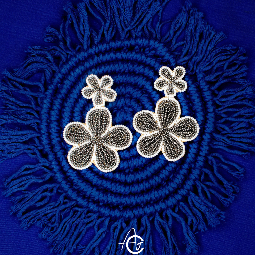 Beads Embroidered Earrings : Handmade