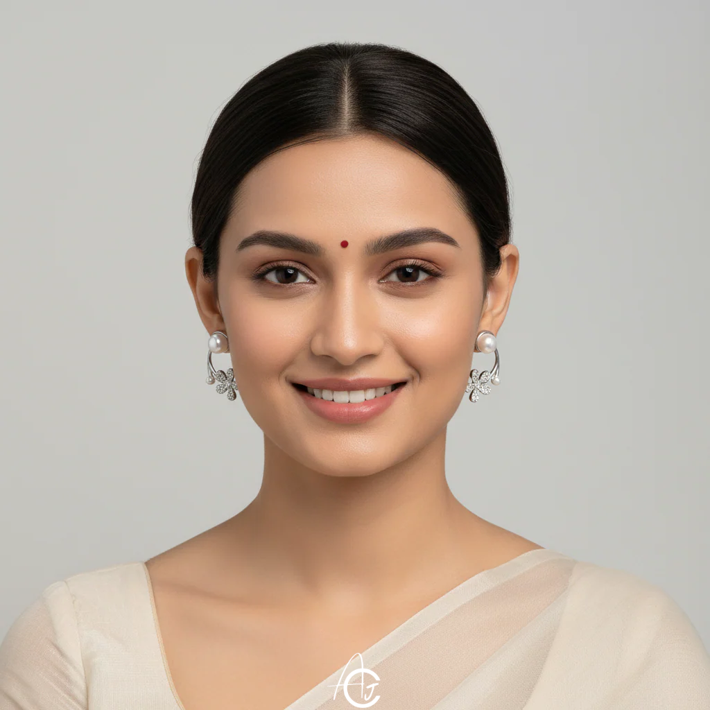 Flower Bling Pearl Earrings