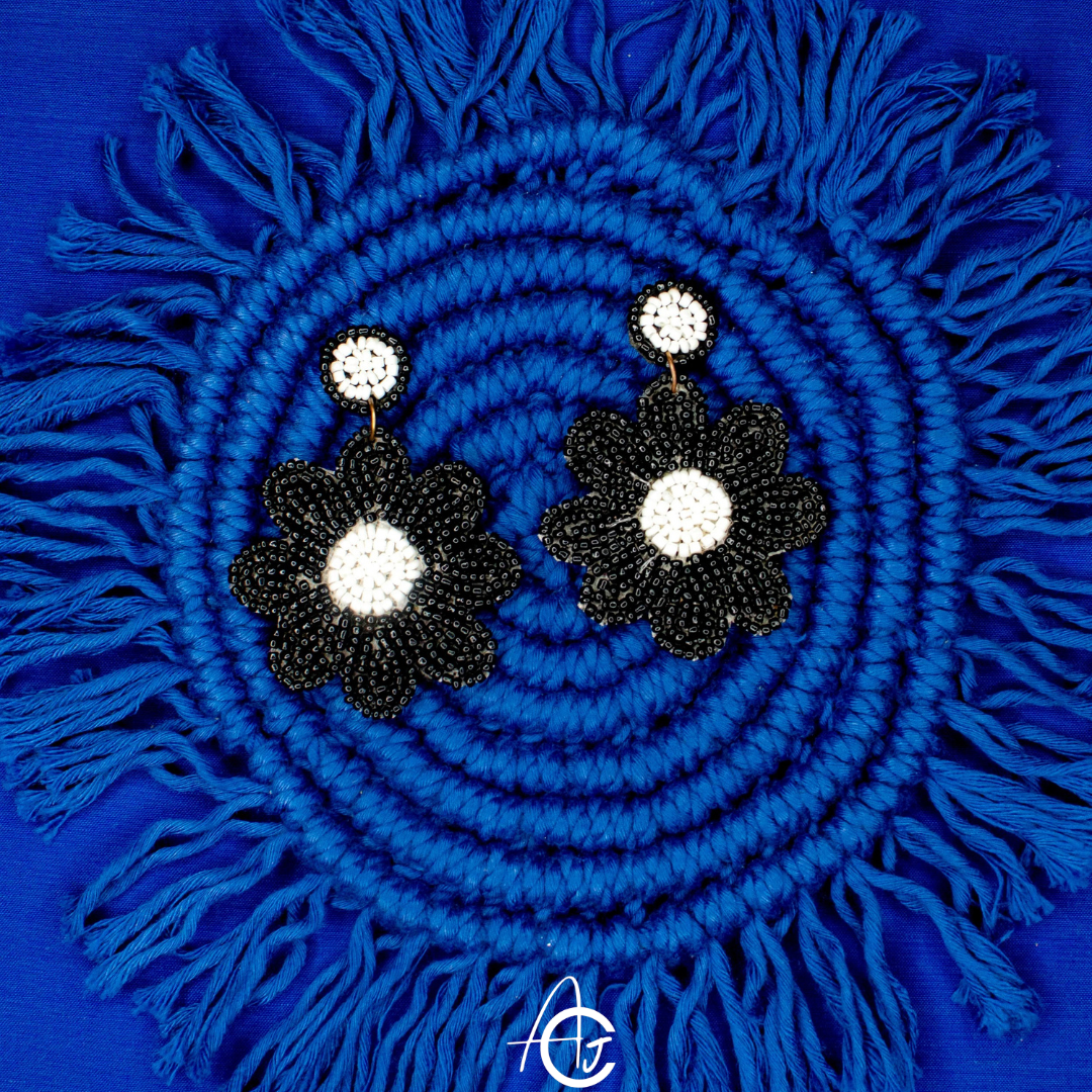 Beads Embroidered Earrings : Handmade