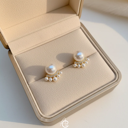Pearl Bling Drop Earrings