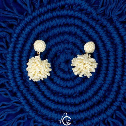 Beads Embroidered Earrings : Handmade