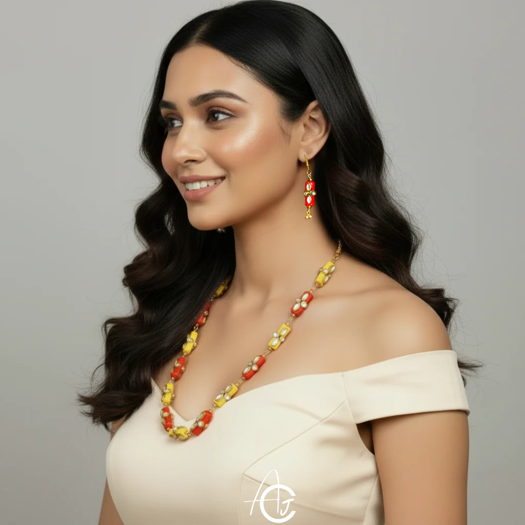 Beads Statement Necklace Set : Handmade