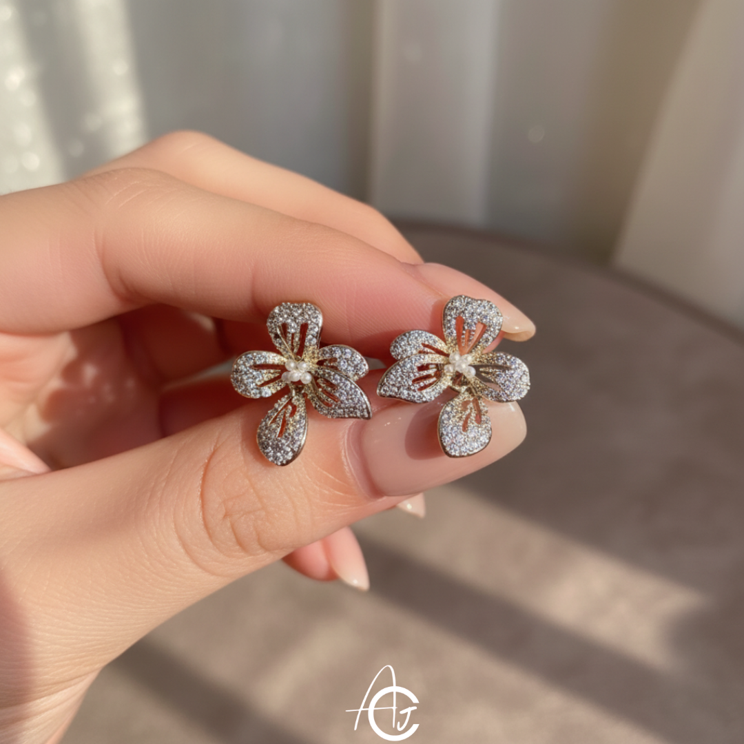 Bling Flower Earrings