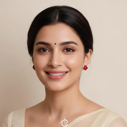 Statement Pearl Red Earrings