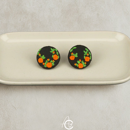 Embroidered Fabric Earrings : Handmade