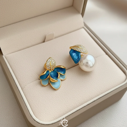 Flower And Bud Mismatch Earrings