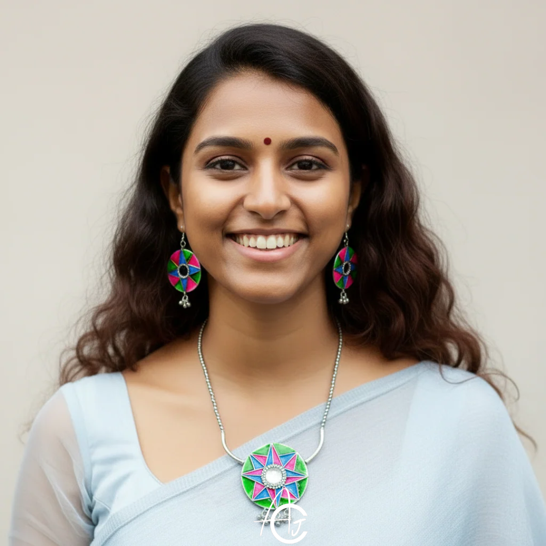 Statement  Necklace Set, Handpainted : Handmade