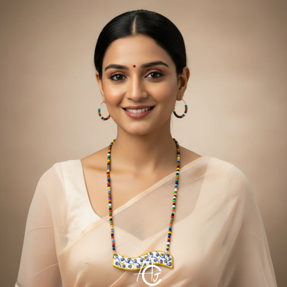 Statement Necklace set, Handpainted : Handmade