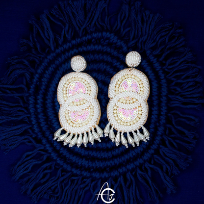 Beads Embroidered Earrings : Handmade