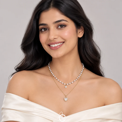 Pearl Layered Heart Necklace
