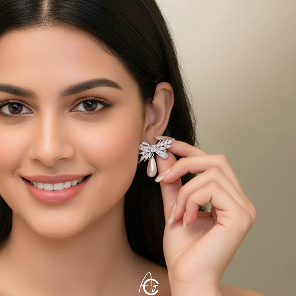 Statement Bow And Pearl Earrings