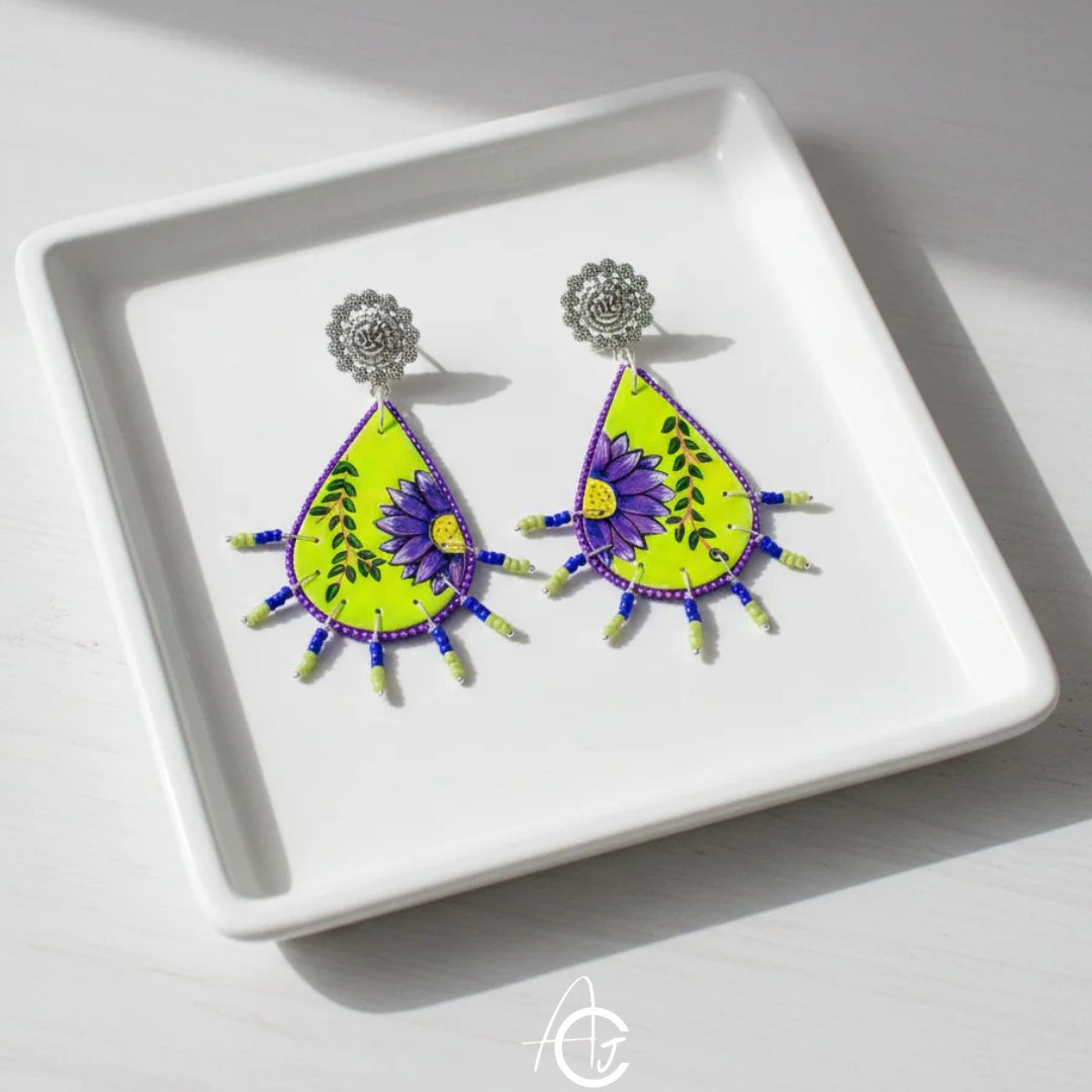 Statement Earrings, Handpainted : Handmade