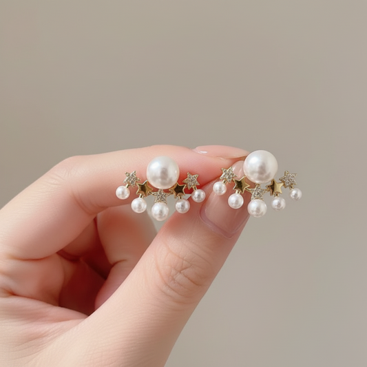 Star And Pearl Earrings