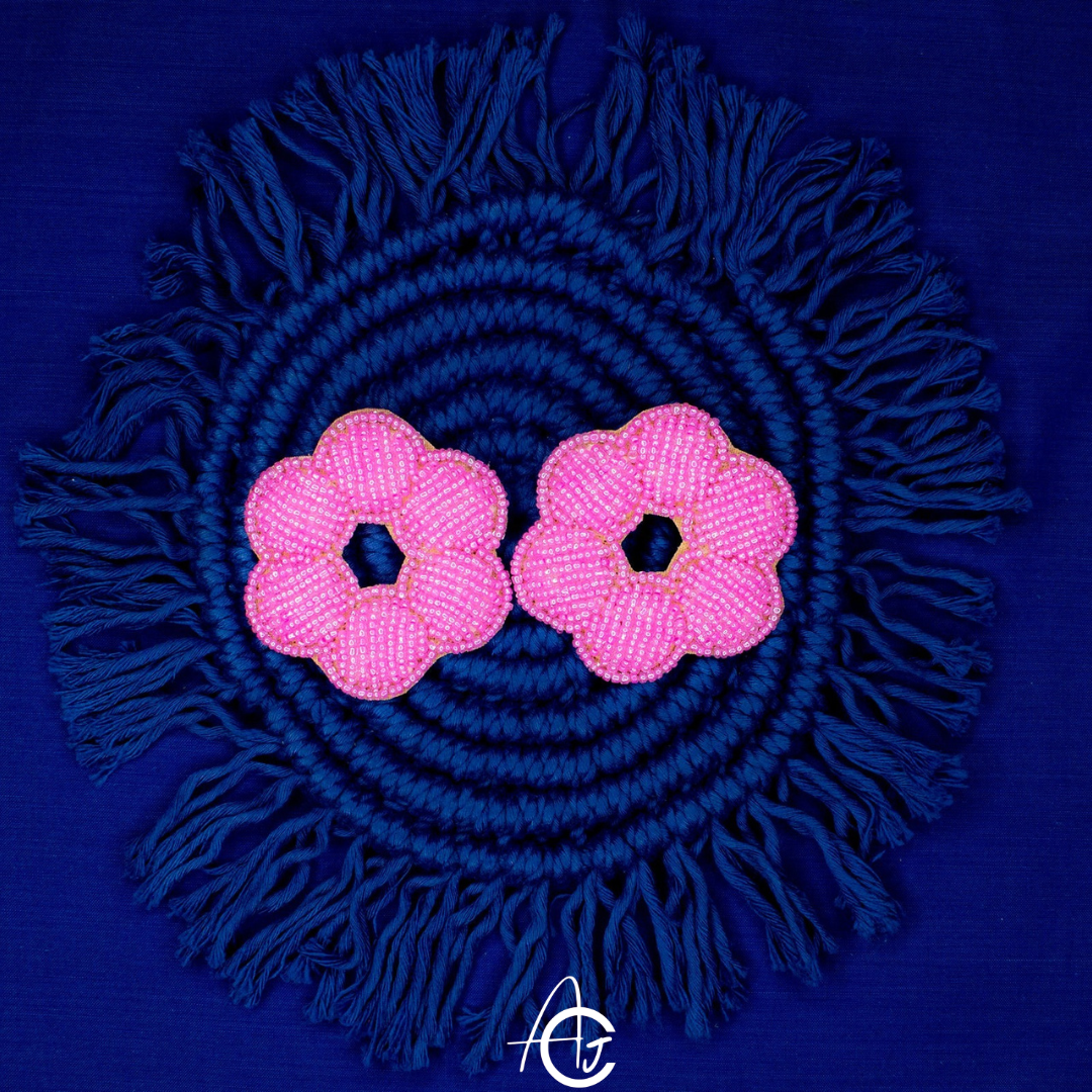 Beads Embroidered Earrings : Handmade