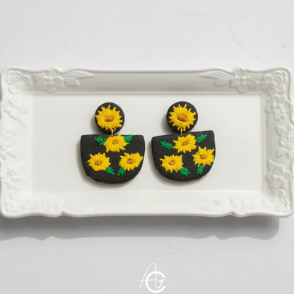Embroidered Fabric Earrings : Handmade