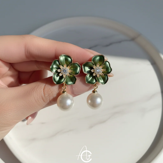Pearl and Flower Earrings