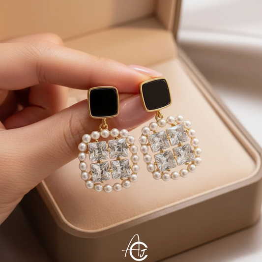 Bling Crystal Pearl Earrings