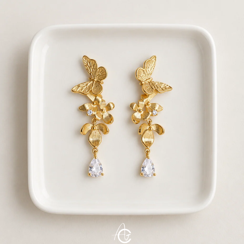 Butterfly and Flower Earrings