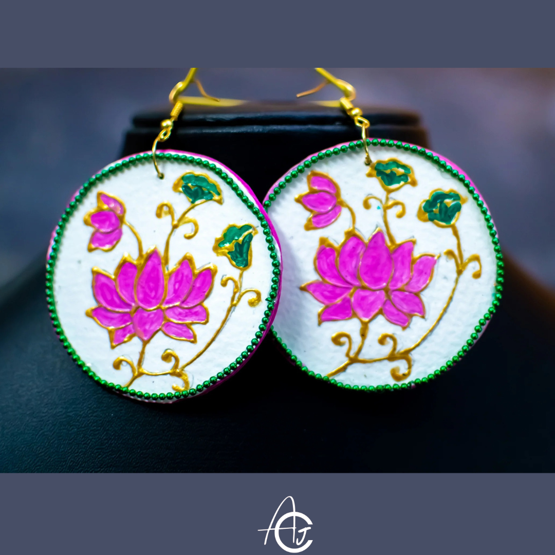 Statement earrings, Handpainted : Handmade