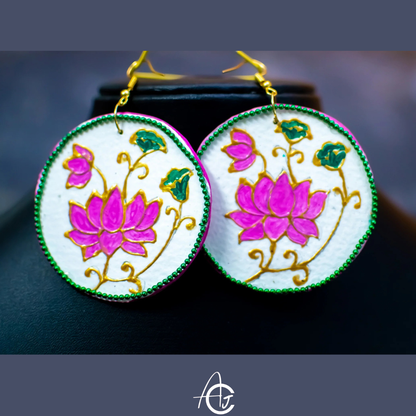 Statement earrings, Handpainted : Handmade