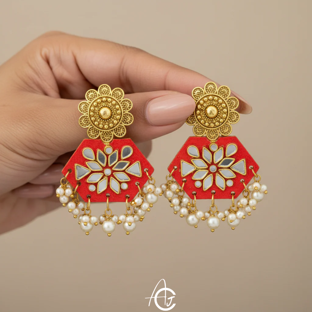 Statement Earrings, Handpainted : Handmade