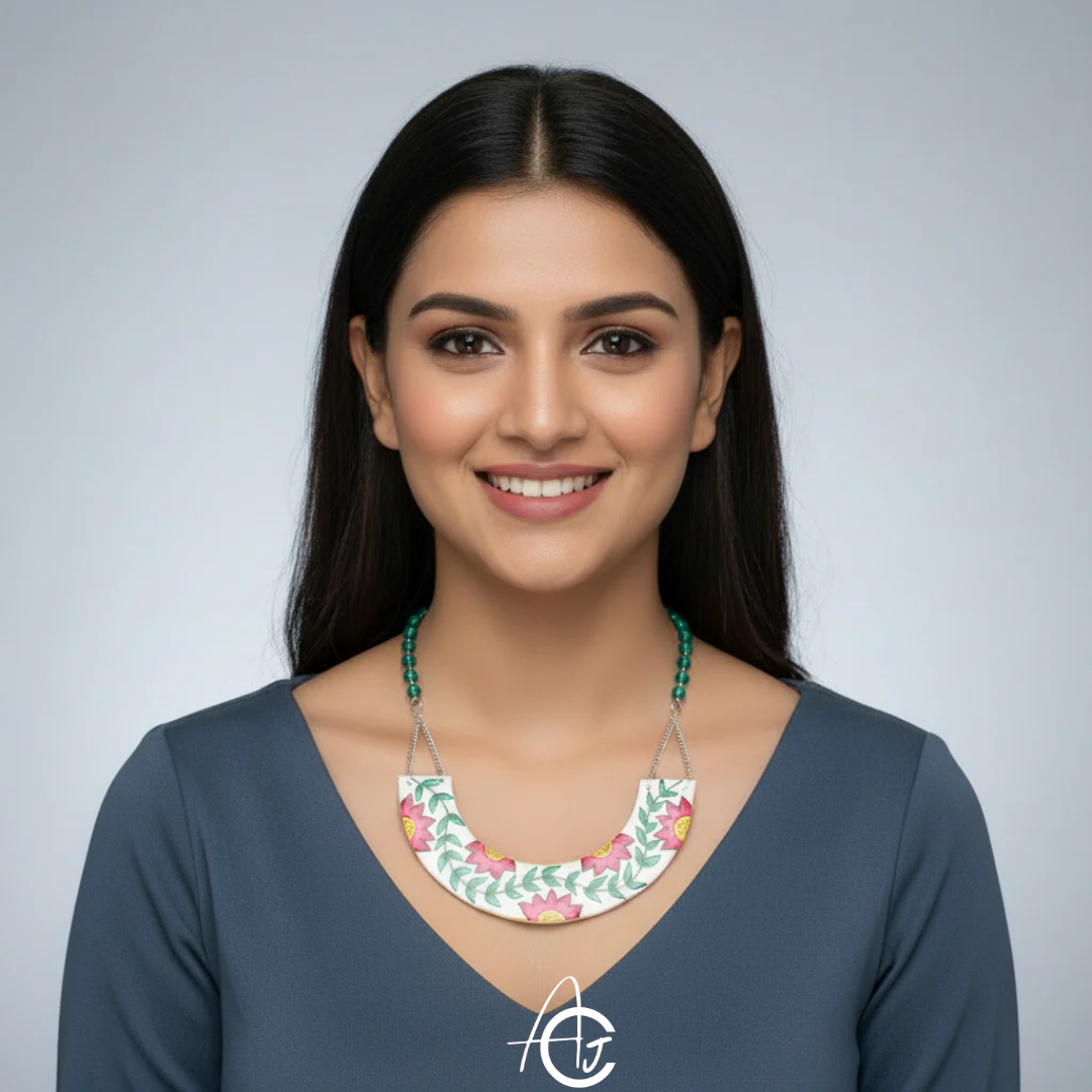 Statement Necklace, Handpainted : Handmade