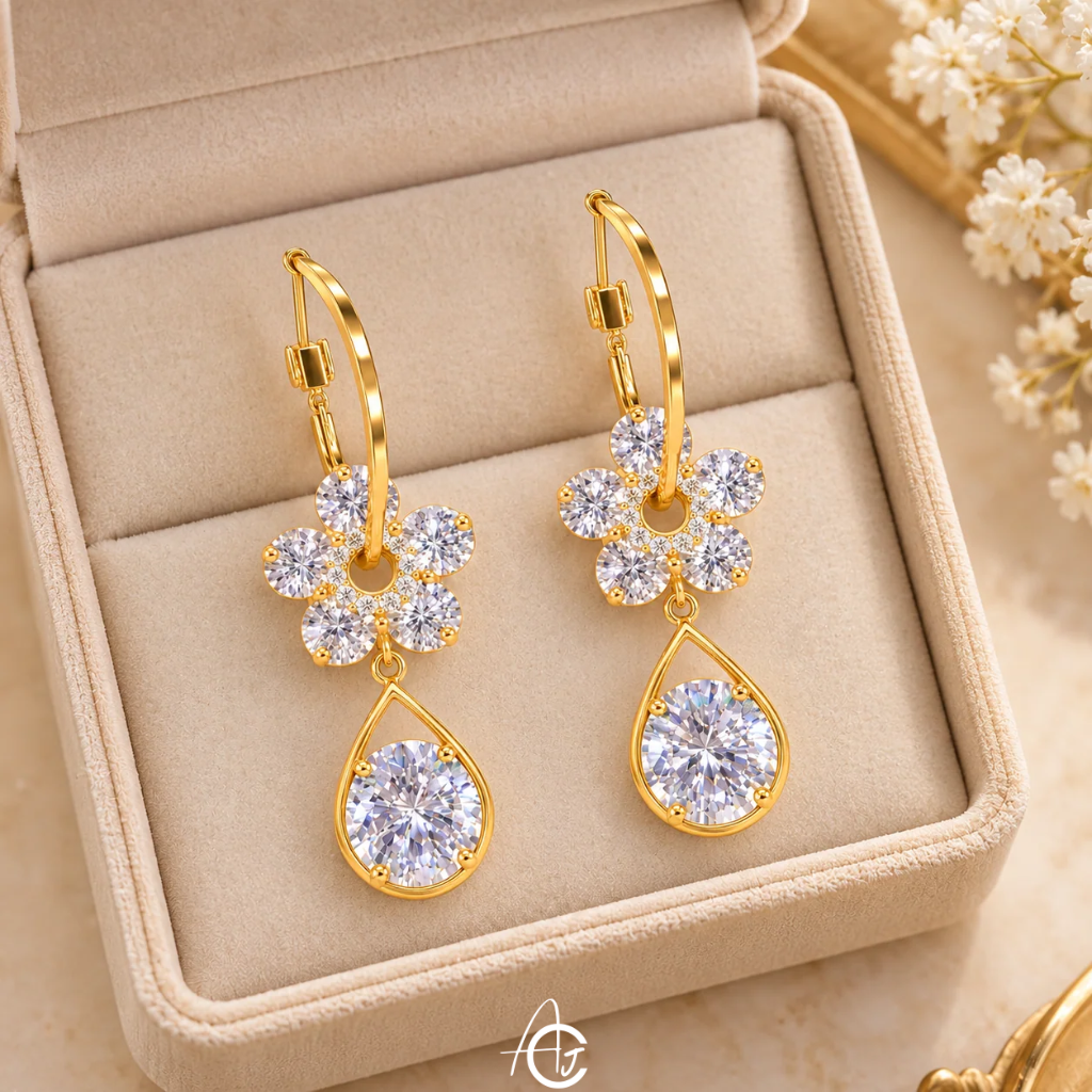 Bling Hoop Drop Earrings