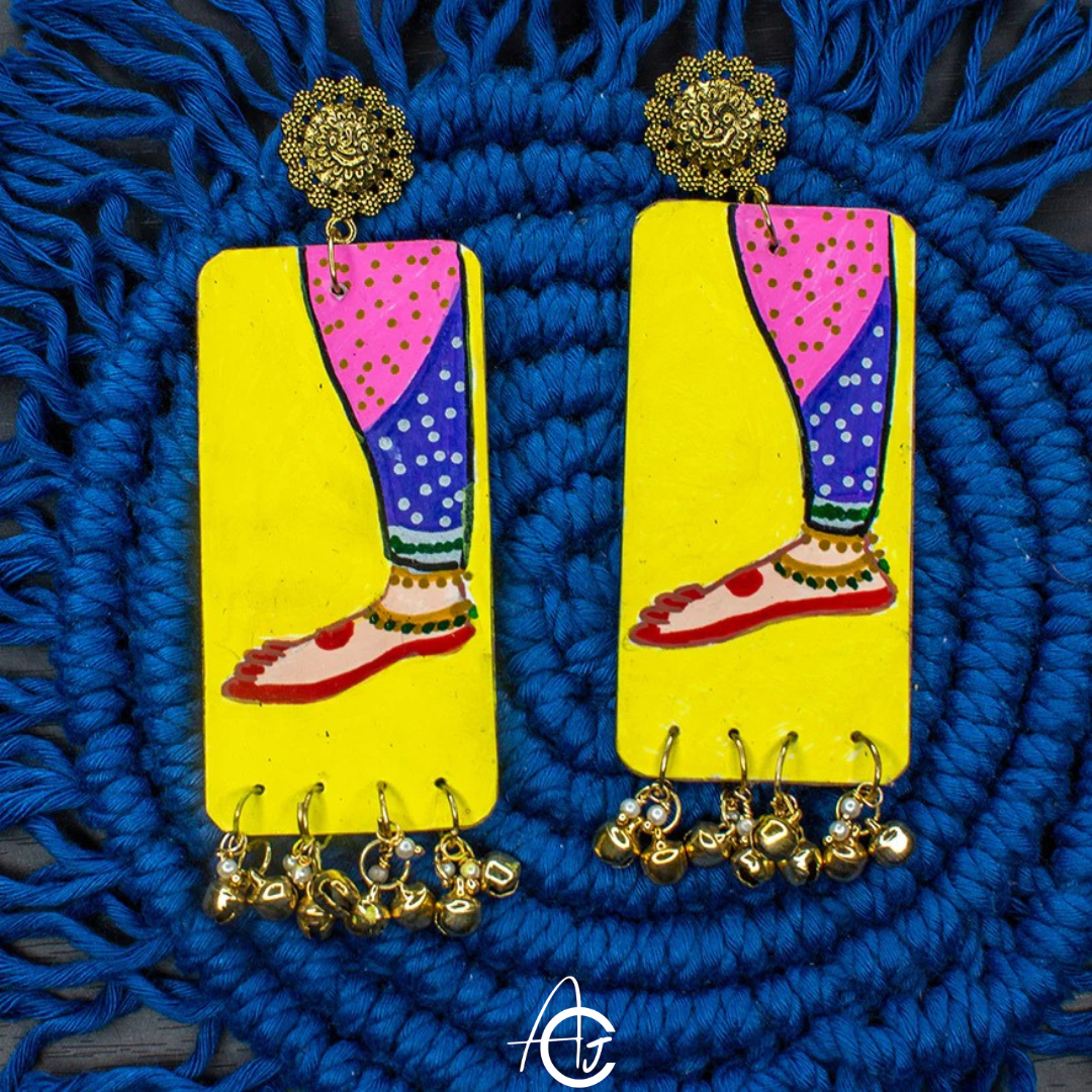 Statement Earrings, Handpainted : Handmade