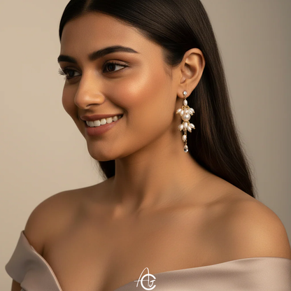 Pearl And Chain Statement Earrings