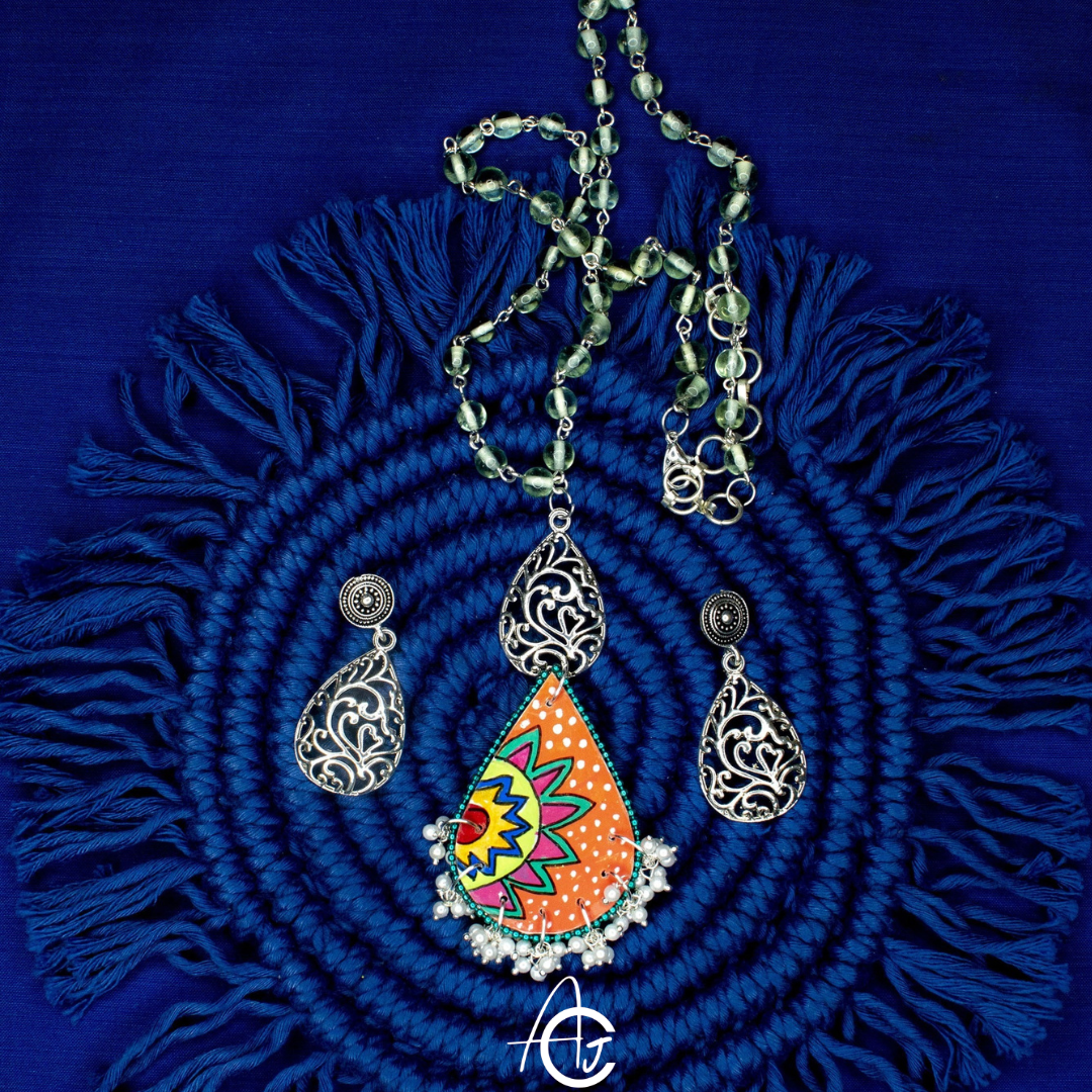 Statement Necklace set, Handpainted : Handmade