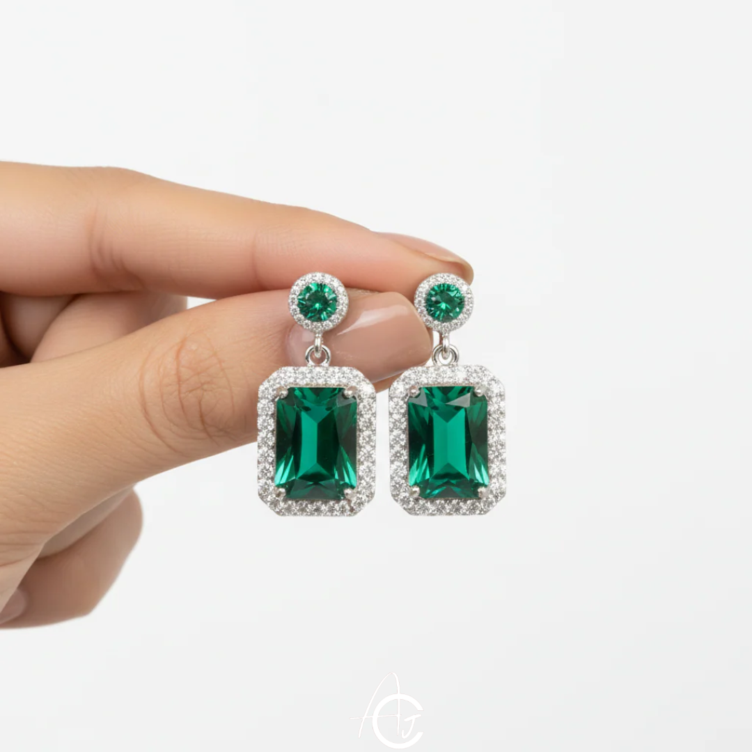 Green Statement Earrings