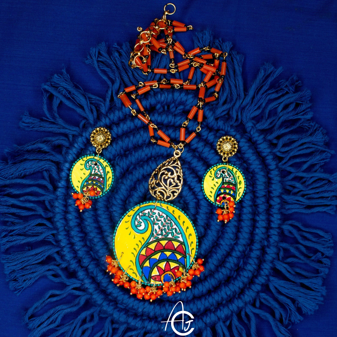 Statement Necklace Set, Handpainted : Handmade