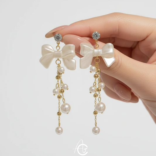 Bow Long Chain Earrings