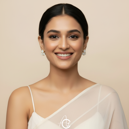 Shell Triangle Earrings Gold Tone