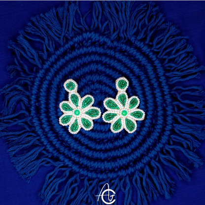 Beads Embroidered Earrings : Handmade