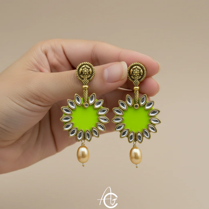 Statement Earrings, Handpainted : Handmade