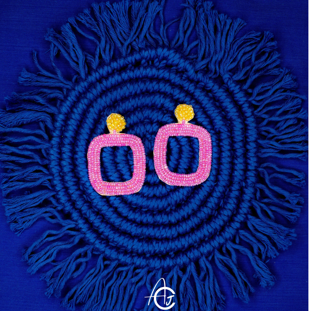 Beads Embroidered Earrings : Handmade