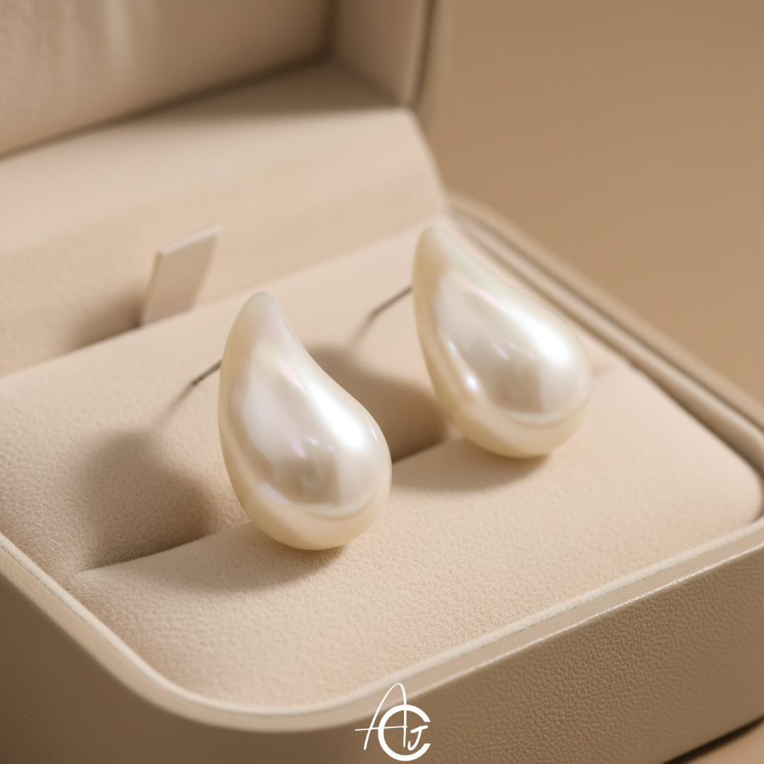 Tear Drop Rainbow Earrings White