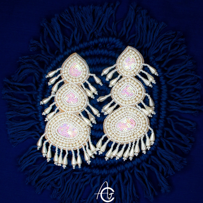 Beads Embroidered Earrings : Handmade