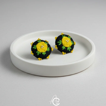 Embroidered Fabric Earrings: Handmade